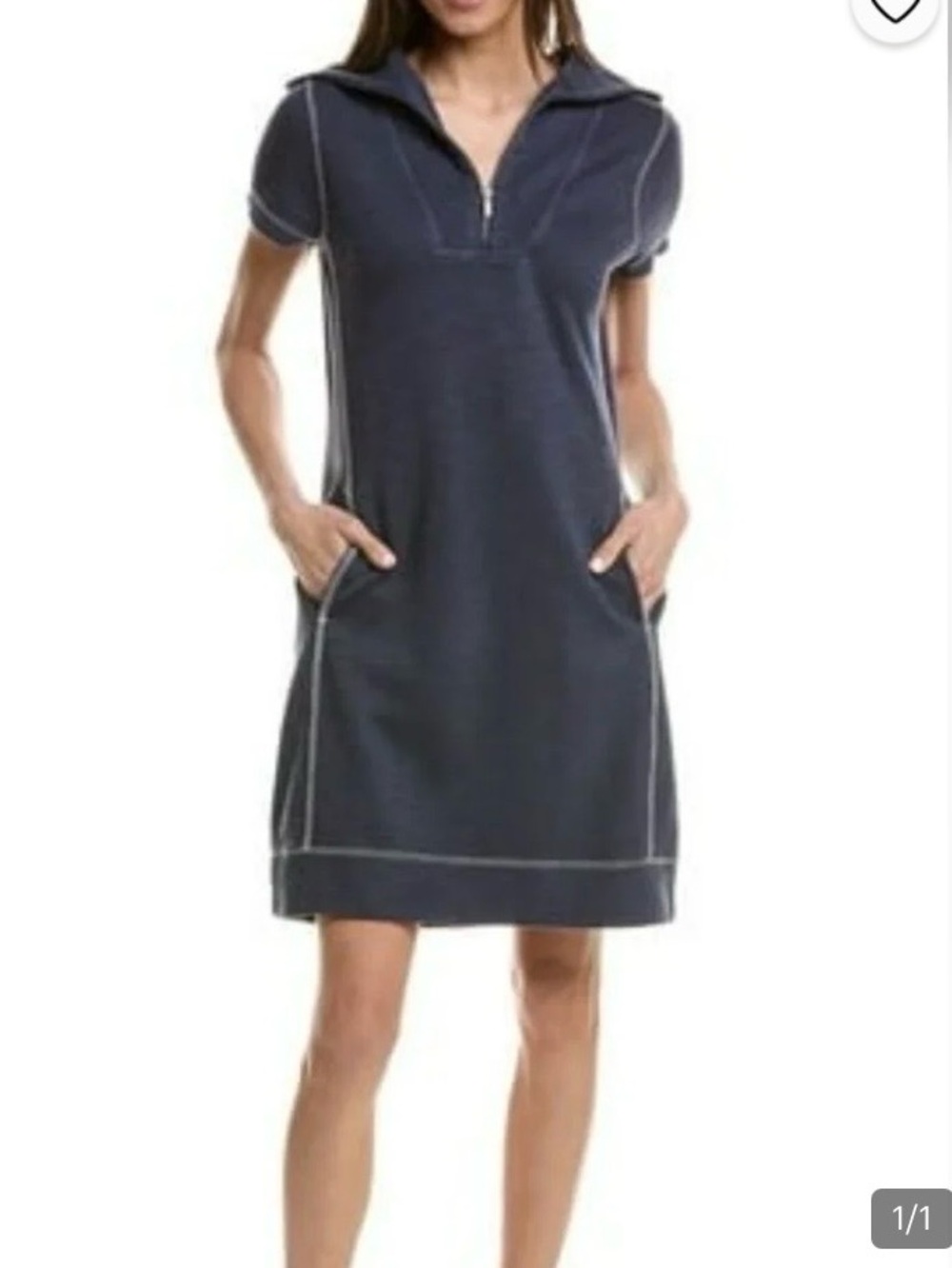 Tommy Bahama Navy Short-Sleeve Half-Zip Shirt Dress